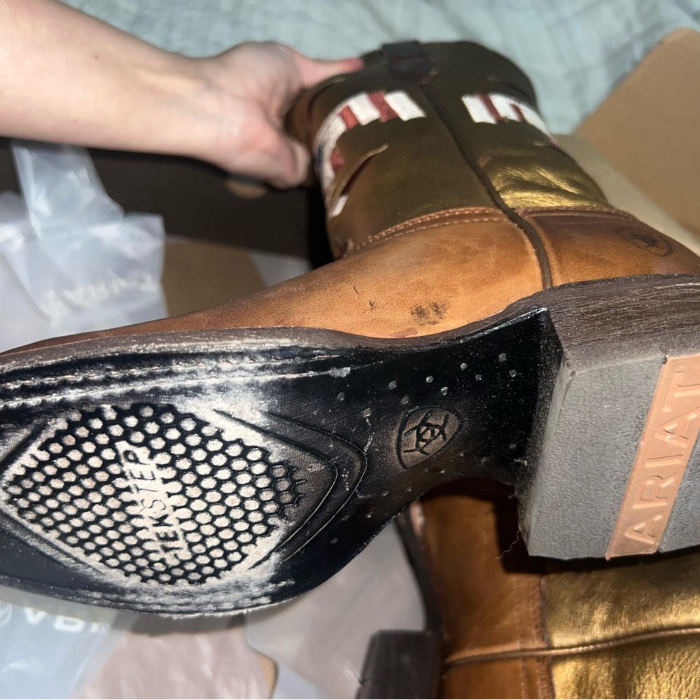 Ariat Brown and Gold Western Boots - Picture 7 of 8